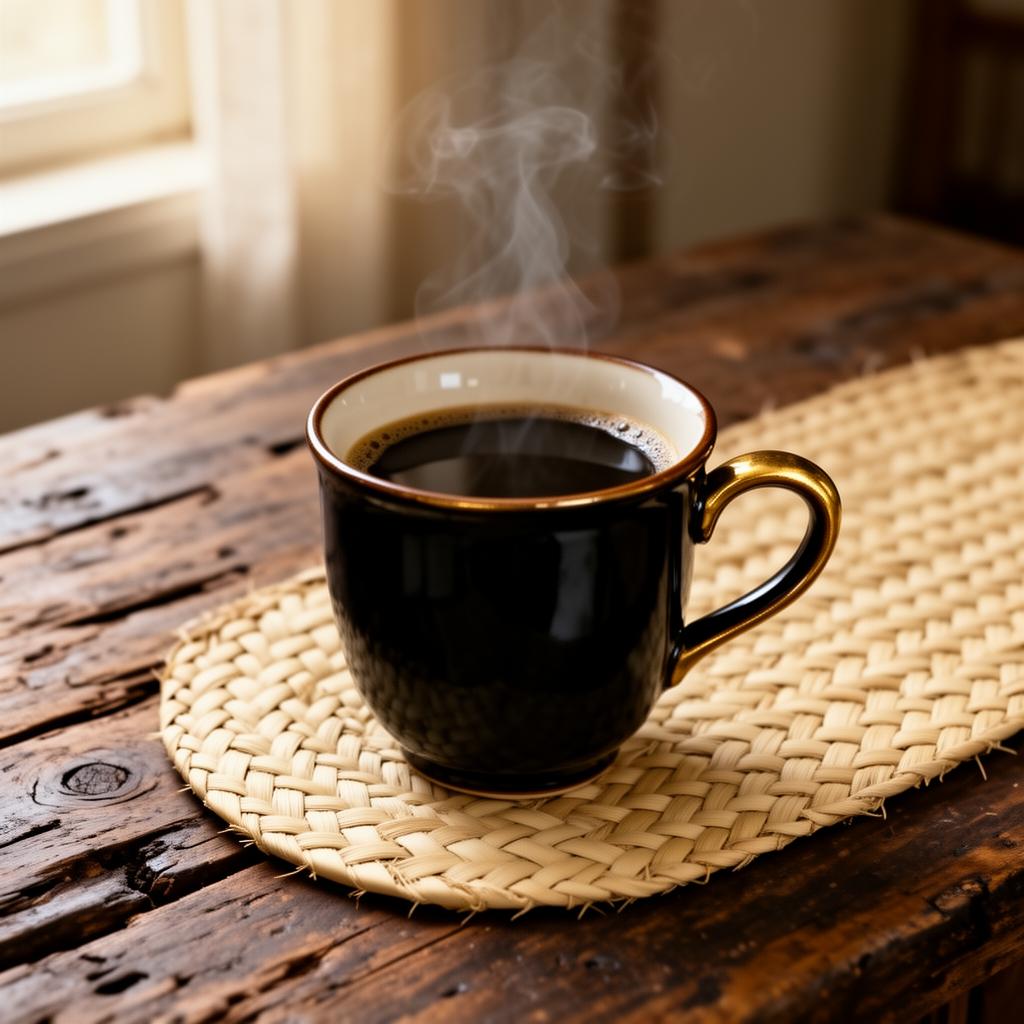 Steaming ceramic cup of premium Philippine Liberica coffee